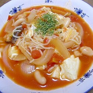 白いんげん豆と豆腐のトマトスープ